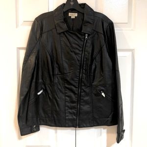 NWOT-One World-Faux Leather Moto Jacket-Sz L
